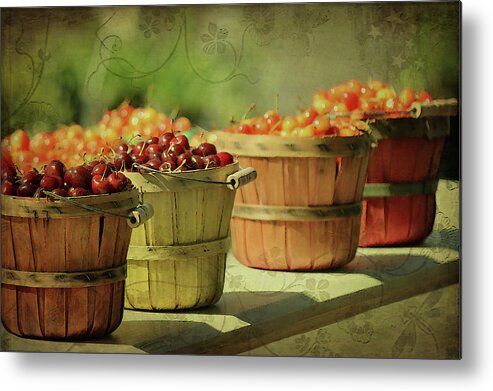 Shadow Metal Print featuring the photograph Baskets Of Summer Cherries by Cgander Photography