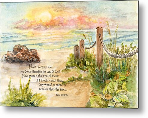 Ocean Metal Print featuring the painting Beach Post Sunrise Psalm 139 by Janis Lee Colon