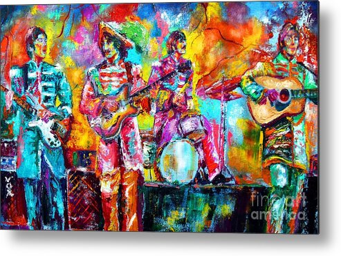 Beatles Metal Print featuring the painting Beatles Hello Goodbye #9 by Leland Castro