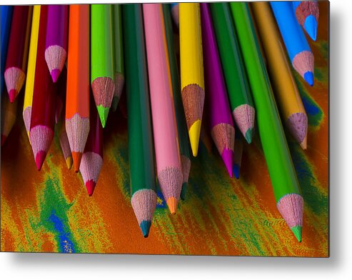 Colored Metal Print featuring the photograph Beautiful Colored Pencils by Garry Gay