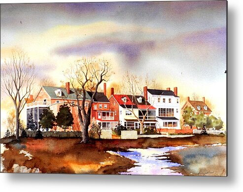 Landscape Metal Print featuring the painting Behind the Strand in New Castle by William Renzulli
