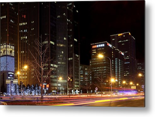 central Business District Metal Print featuring the photograph Beijing by Night - China by Brendan Reals