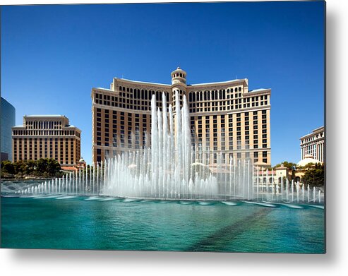 Las Vegas Metal Print featuring the photograph Bellagio Hotel Fountains in Las Vegas by Mountain Dreams