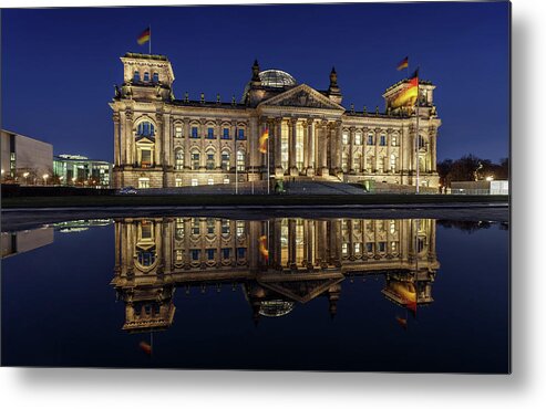 Tranquility Metal Print featuring the photograph Berlin Reichstag -- Parliament Building by Fhm