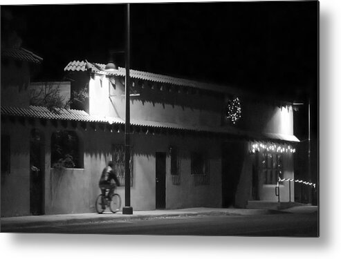 Street Photography Metal Print featuring the photograph Bernalillo Under Street Lights by Mary Lee Dereske