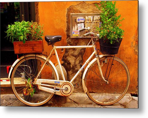 Rome Metal Print featuring the photograph Bicycle in Rome by Caroline Stella