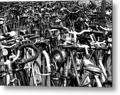 Bikes Metal Print featuring the photograph Sea of Bicycles- Karlsruhe Germany by Joey Agbayani