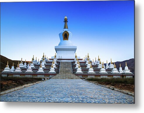 Tranquility Metal Print featuring the photograph Big Stupa In Daocheng, Sichuan China by Feng Wei Photography