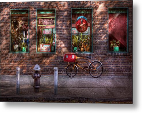 American Diner Metal Print featuring the photograph Bike - NY - Chelsea - The delivery bike by Mike Savad