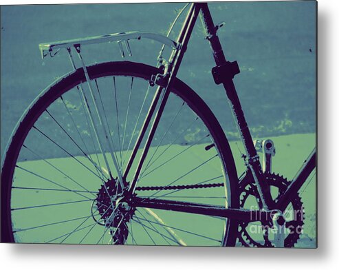 Bike Metal Print featuring the photograph Bike Reflection Green by A K Dayton