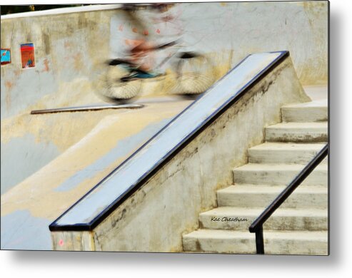 Bmx Bike Metal Print featuring the photograph Biking the Skateboard Park by Kae Cheatham