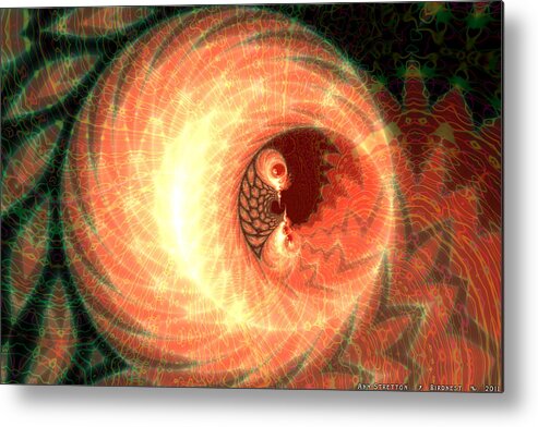 Abstract: Color; Abstract: Geometric; Animals: Birds; Science Fiction & Fantasy: Dreamscapes Metal Print featuring the digital art Birdnest by Ann Stretton