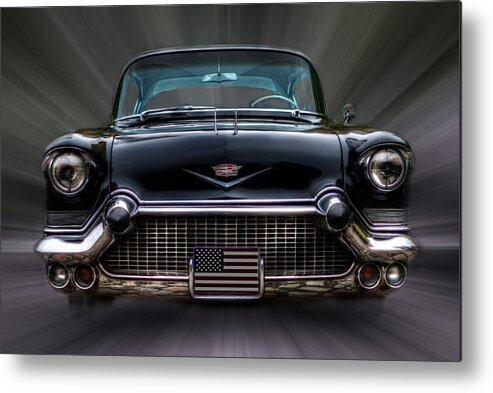 Retro Metal Print featuring the digital art Black Caddy. by Nathan Wright