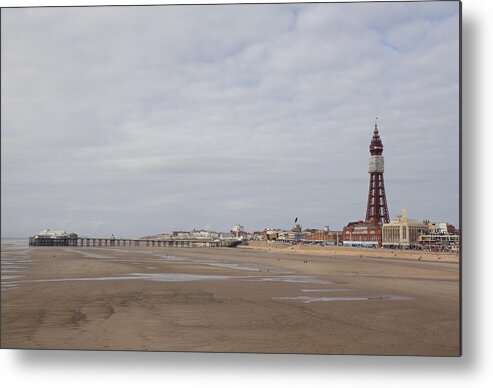 Blackpool Metal Print featuring the photograph Blackpool Tower at Low Tide by Laura Tucker