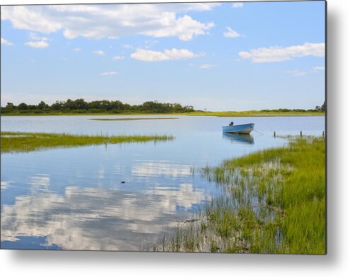 Boat Metal Print featuring the photograph Blue boat in the backwaters by Marianne Campolongo