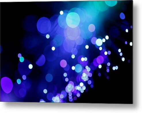 Particle Metal Print featuring the photograph Blue Diagonal Light Burst by Merrymoonmary