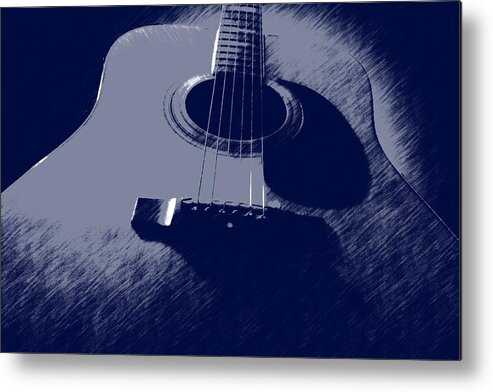 Guitar Metal Print featuring the photograph Blue Guitar by Photographic Arts And Design Studio