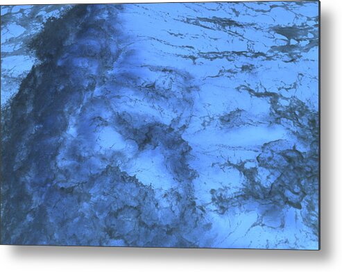 Blue Metal Print featuring the photograph Blue Ocean Abstract by Kathy Barney