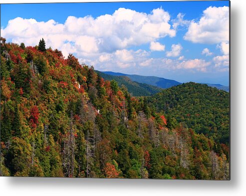 Blue Ridge Parkway Metal Print featuring the photograph Blue Ridge Mountain Autumn Vista by Carol Montoya