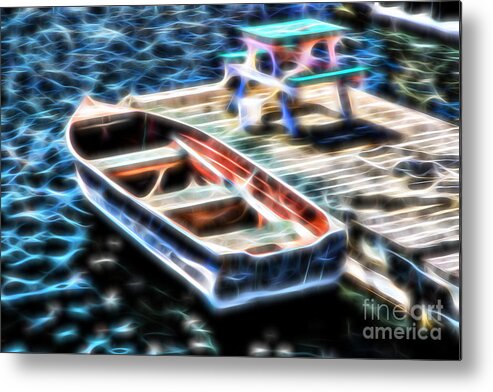  Michigan Metal Print featuring the photograph Blue Rowboat Digital by Timothy Hacker