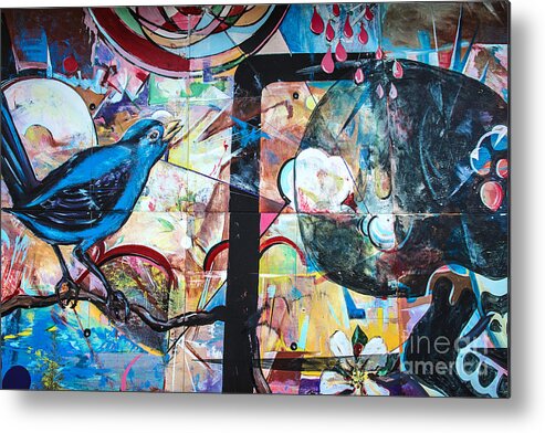 Mural Metal Print featuring the mixed media Bluebird Sings by Terry Rowe