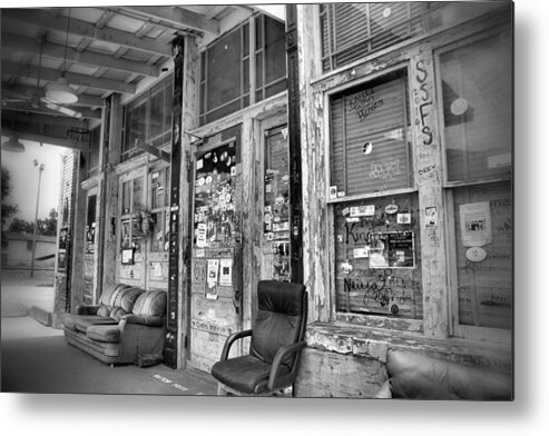 Morgan Freeman Metal Print featuring the photograph Blues Club in Black and White by Karen Wagner