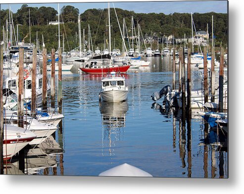 Boats In Huntington Harbor Metal Print featuring the photograph Boats in Huntington Harbor by Susan Jensen
