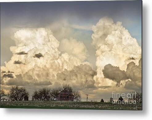 Weather Metal Print featuring the photograph Boiling Thunderstorm Clouds And The Little House On The Prairie by James BO Insogna