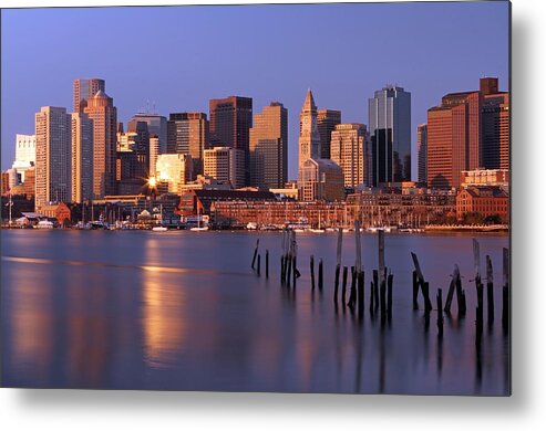 Boston Metal Print featuring the photograph Boston Financial District and Harbor by Juergen Roth