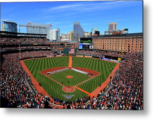 People Metal Print featuring the photograph Boston Red Sox V Baltimore Orioles by Rob Carr
