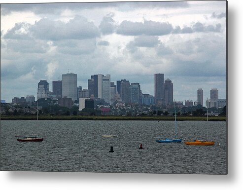 Photograph Metal Print featuring the photograph Boston Skyline in Watercolor by Suzanne Gaff