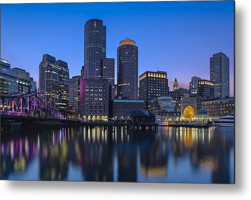 Boston Metal Print featuring the photograph Boston Skyline Seaport District by Susan Candelario
