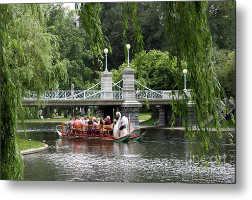Boston Common Metal Print featuring the photograph Boston Swan Boat by Christiane Schulze Art And Photography