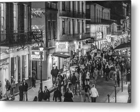 New Orleans Metal Print featuring the photograph Bourbon Street Black and White from above by John McGraw