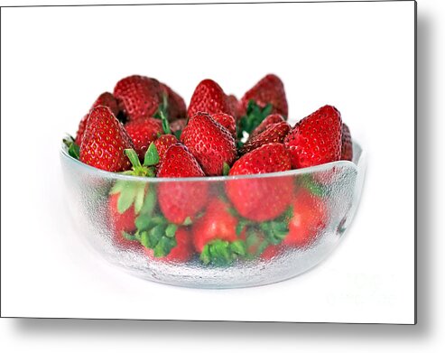 Photography Metal Print featuring the photograph Bowl of Strawberries by Kaye Menner