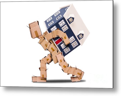 Mover Metal Print featuring the photograph Box character moving house by Simon Bratt