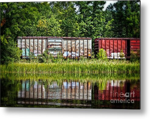 Reflection Metal Print featuring the photograph Boxcar Reflection by Ms Judi