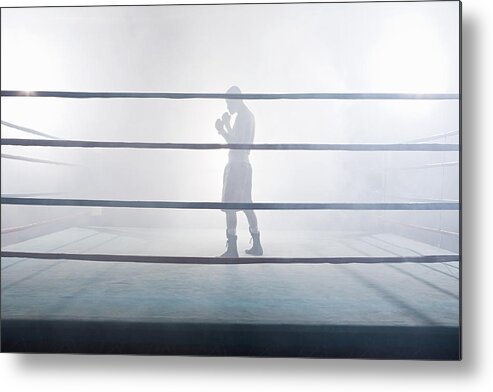 People Metal Print featuring the photograph Boxer in boxing ring by Image Source