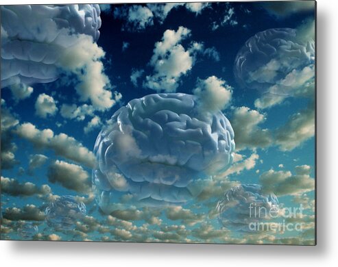 Brain Metal Print featuring the photograph Brain Floating Among Clouds by Mike Agliolo
