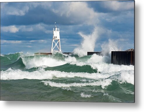 Waves Metal Print featuring the photograph Break Wall Waves by Gary McCormick