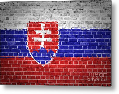 Slovakia Metal Print featuring the digital art Brick Wall Slovakia by Antony McAulay
