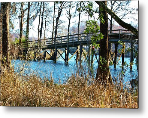 Bridge Metal Print featuring the photograph Bridge Over The Lake by Cynthia Guinn