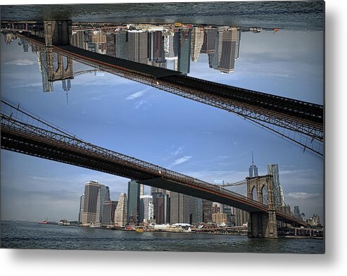 Brooklyn Bridge Metal Print featuring the photograph Brooklyn bridge and Manhattan by Prince Andre Faubert