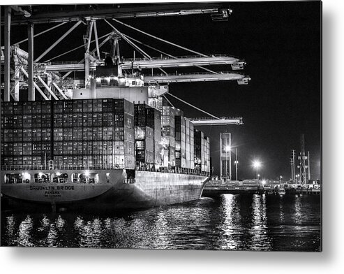 Port Of Long Beach Metal Print featuring the photograph Brooklyn Bridgebw By Denise Dube by Denise Dube