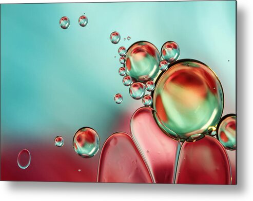Oil Metal Print featuring the photograph Bubble Balance by Sharon Johnstone