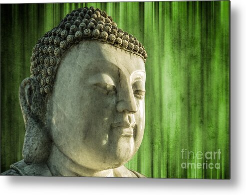 Statue Metal Print featuring the photograph Buddha - bamboo by Hannes Cmarits