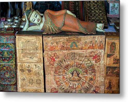 Burma Metal Print featuring the pyrography Buddha Handicraft by Judith Barath