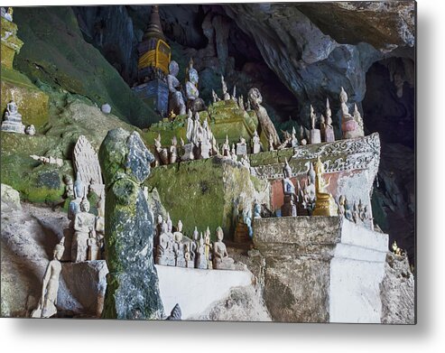 Statue Metal Print featuring the photograph Buddhas In Pak Ou Cave, Luang Prabang by Fototrav