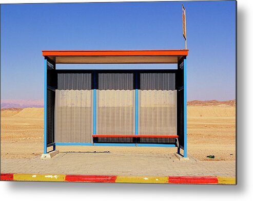 Tranquility Metal Print featuring the photograph Bus Stop In Neghev Desert N°1 by Vetmed123 Photo