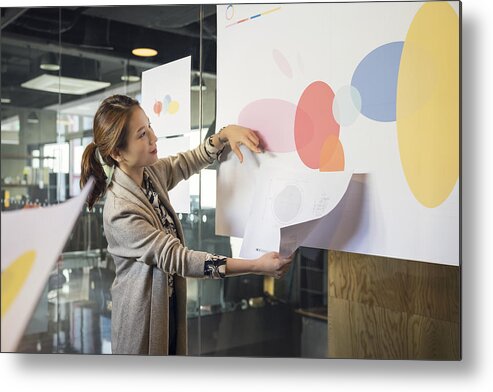 Expertise Metal Print featuring the photograph Businesswoman leading presentation in conference room by Sunwoo Jung